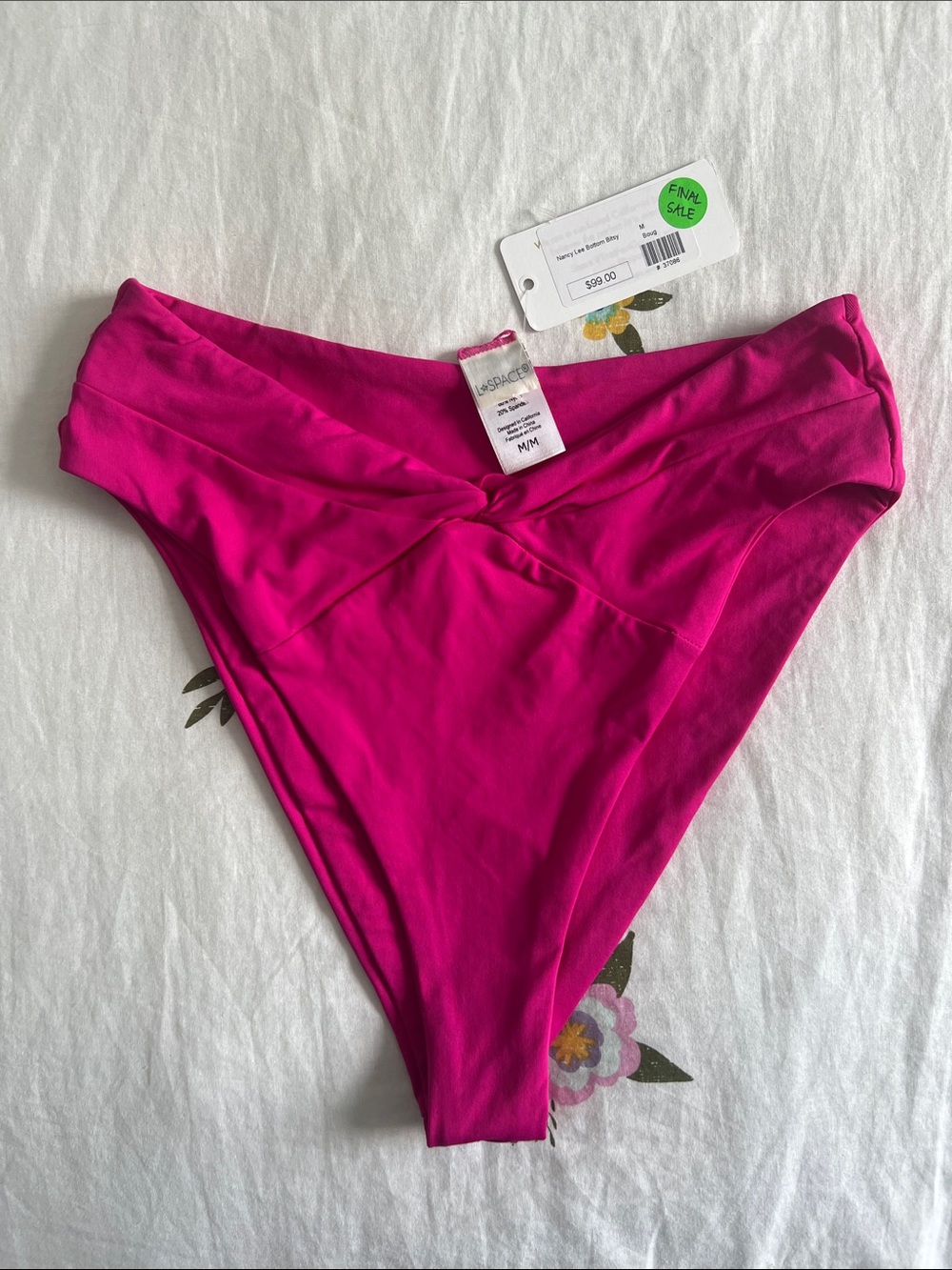 l*space Women’s Nancy Lee Hot Pink Bitsy Cut High-Rise Swim Bottoms
